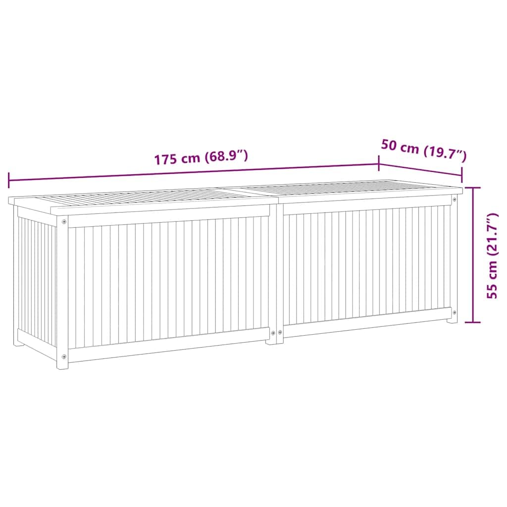 KHGPOTYU Natural Teak Outdoor Storage Box, 68.9 in x 19.7 in x 21.7 in Garden Box for Patio, Balcony, or Garden Storage