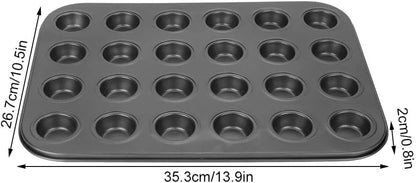 Muffin Pans, 24 Cups Nonstick Steel Cupcake Pan, Black Bakeware for Mini Muffin Tins and Baking