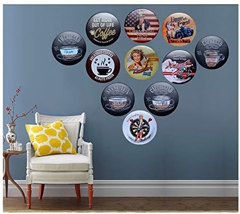 Metal Tin Sign Round Trigger Zone Pool Tropical Beach Retro Wall Decoration for Restaurant Bar Home Cave, Diameter: 30cm