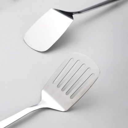 Kyraton Stainless Steel Spatulas Set, Silver Slotted Turner, Solid Turner, Kitchen Spatulas for Nonstick Cookware, Dishwasher Safe, Easy to Clean