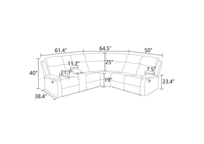 UOCFYK Recliner Sectional Sofa Set, L-Shaped Reclining Couch with 2 Recliner Seats, Reclining Corner Couches with Cup Holder and Storage Console for Home Theater & Living Room, Light Brown