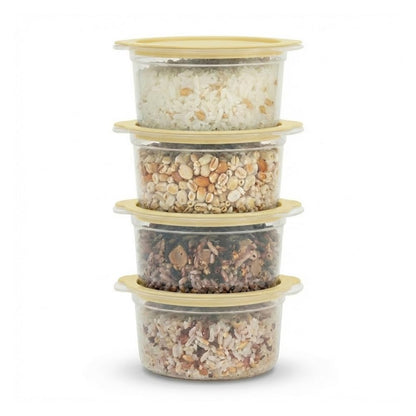 carrotez Cooked Rice Storage Container for Freezer - Portion Control Meal Prep Containers, Stackable, BPA-Free, Microwave Safe, 4Pack 2.6cup (21oz), Yellow