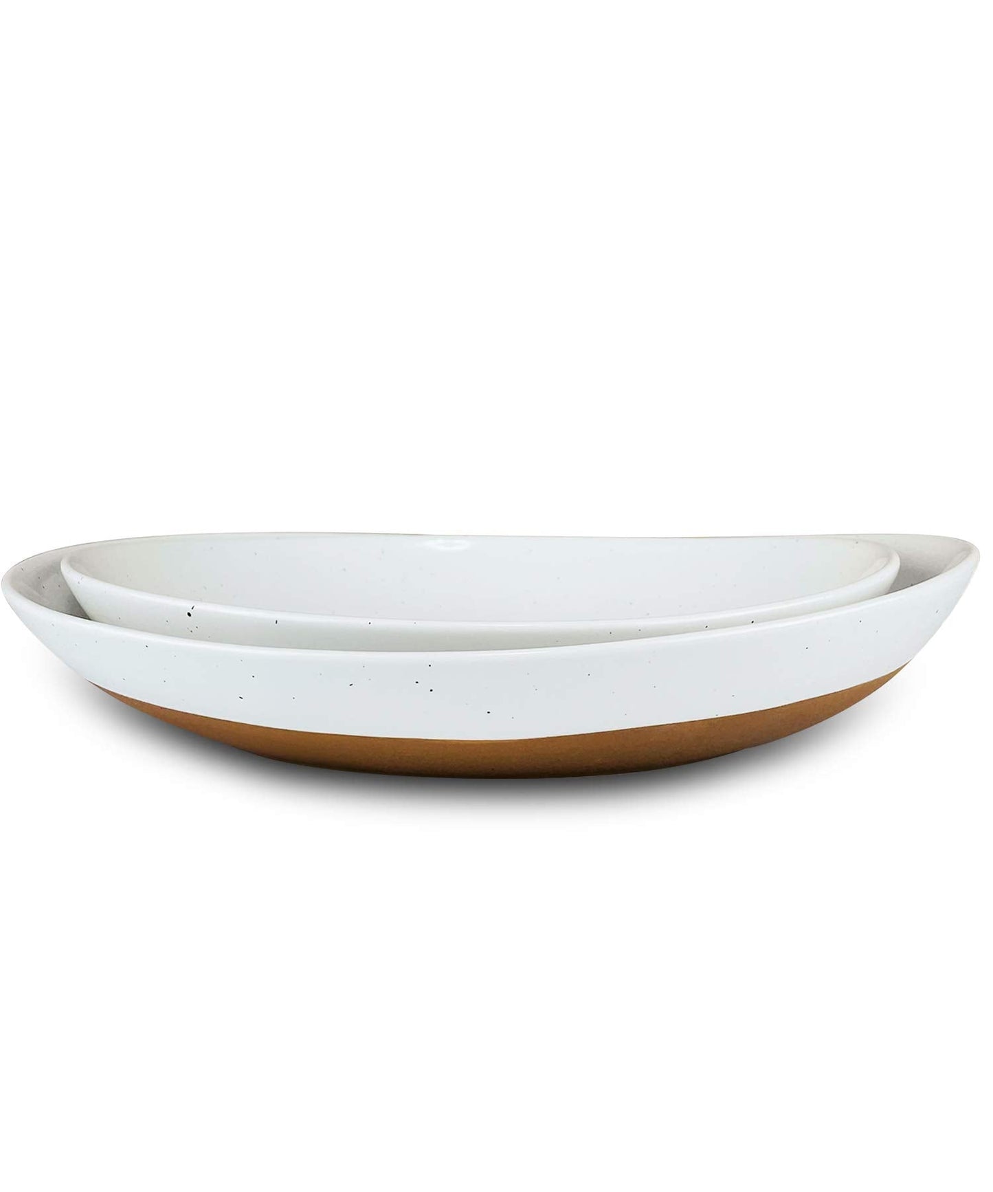 MORA Ceramic Large Serving Bowls- Set of 2 Oval Platters for Entertaining. Modern Kitchen Dishes for Dinner, Fruit, Salad, Turkey, etc. Oven, Dishwasher Safe, 110/80 oz, 16" / 14.6" - Vanilla White