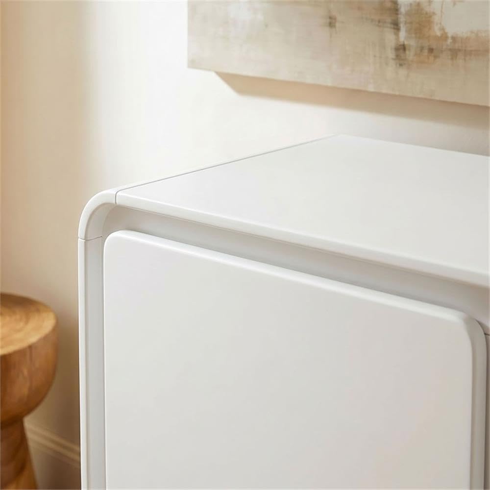 Modway Lumo Modern Sculptural 3 Door Accent Cabinet in White – Rounded Edge Storage Cabinet for Living Room or Entryway – 55 Inch Contemporary Sideboard with Concealed Storage