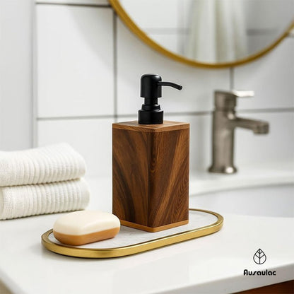 AUSAULAC 200ml Solid Wood Soap Dispenser for Bathroom,Kitchen –Wooden Refillable Hand Soap Pump, Lotion Dispenser, Bathroom Accessories, Wood Lotion Container (7oz/200ml)