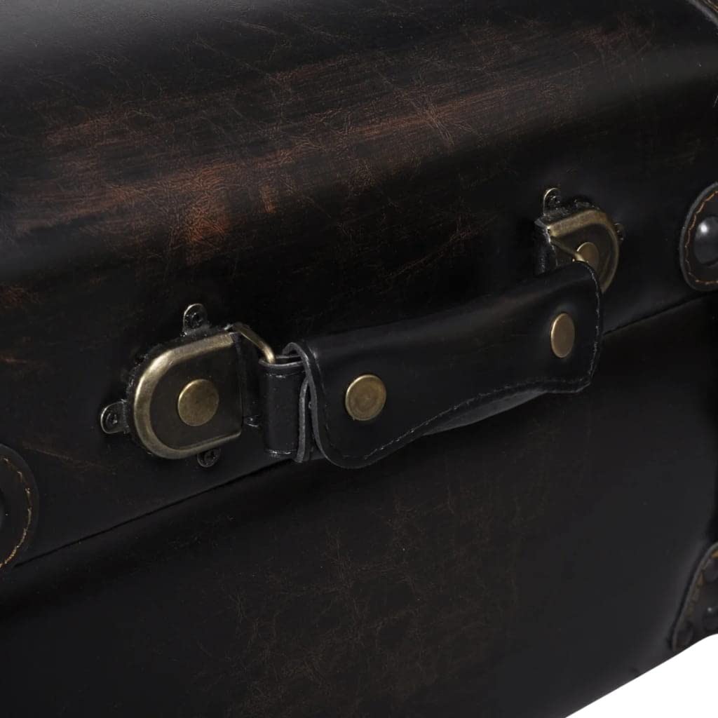 HPUYRFG Dark Brown Travel Trunk Storage Bench 43.7" with Faux Leather Seat and Wooden Frame