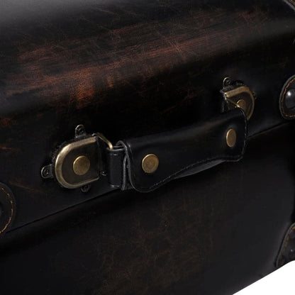 HPUYRFG Dark Brown Travel Trunk Storage Bench 43.7" with Faux Leather Seat and Wooden Frame