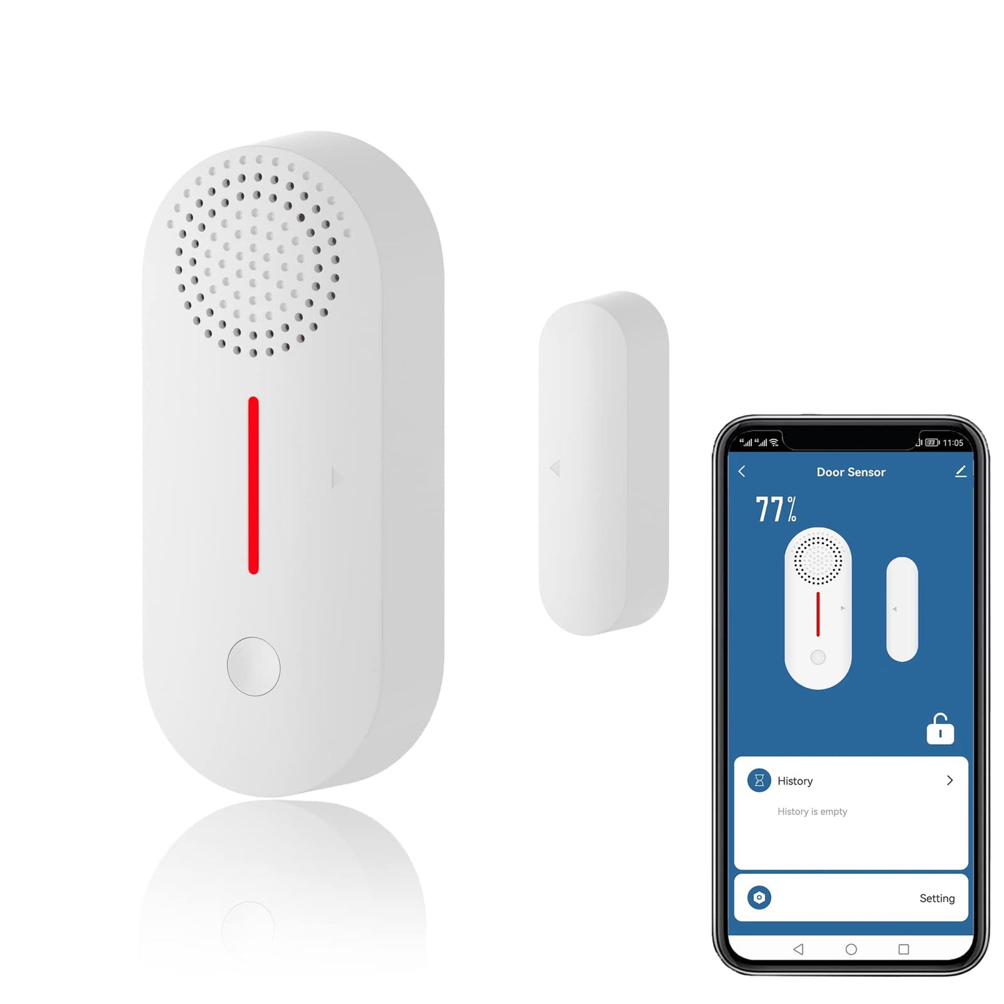 WiFi Smart Door Sensor, Wireless Door Window Sensor Alarm, Mini Contact Sensor for Home Security, Push Notification, Volume Adjustable, Timer, Compatible with Alexa/Google Assistant. 4 Pack