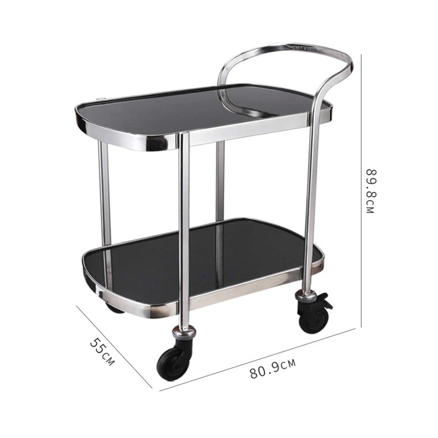 Shelf Modern Luxury Bar Carts Service Carts Kitchen Carts Cart for Wine Racks with Wheels 2 Tier Rolling Carts, Stainless Steel Mirror, for Kitchen, Dining and Parties E