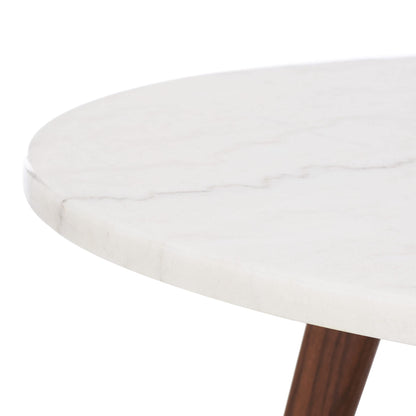 SAFAVIEH Home Collection Syrio Marble/Walnut Brown Round Coffee Table