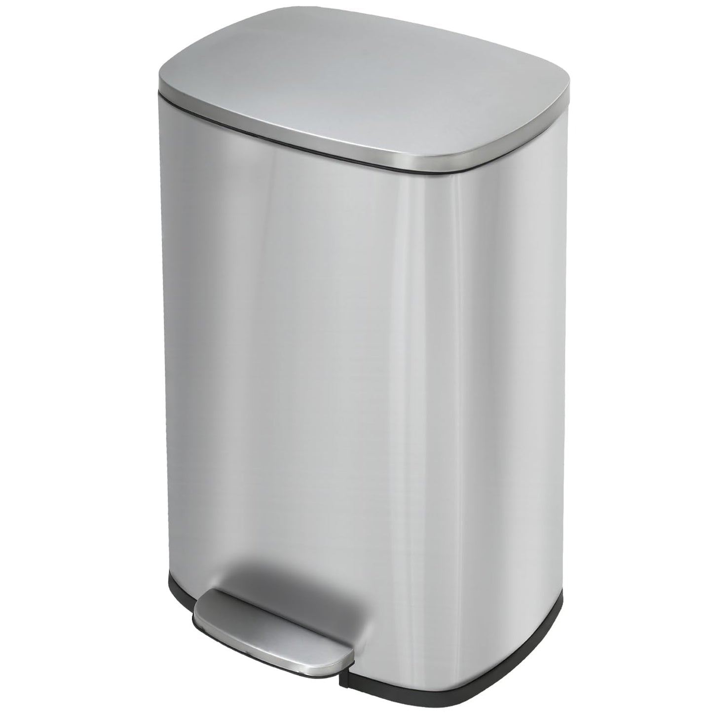 BestMassage 13 Gallon (50L) Stainless Steel Trash Can with Lid, Removable Inner Bucket, Foot Pedal, Soft Close for Home, Kitchen, Office