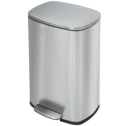 BestMassage 13 Gallon (50L) Stainless Steel Trash Can with Lid, Removable Inner Bucket, Foot Pedal, Soft Close for Home, Kitchen, Office