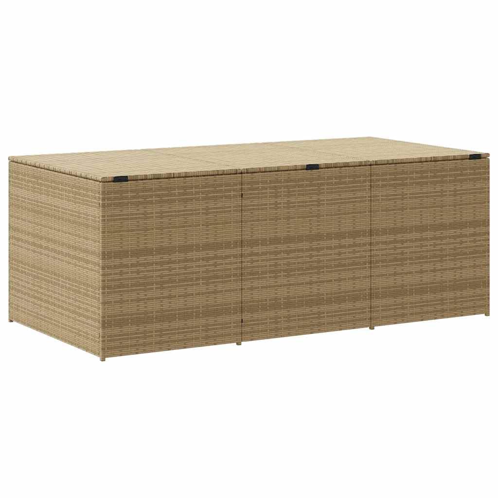 GKHPYURE Mix Beige Poly Rattan Patio Storage Box 259.9 Gal, Waterproof Bag for Cushions, Gas Springs Lid, Powder-Coated Steel Frame
