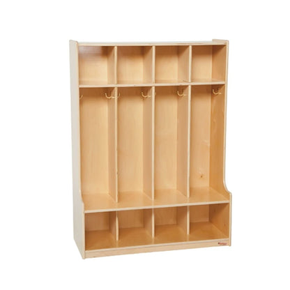 Wood Designs WD51004 Child's Four-Section Bench-Seat Locker, 49 x 36 x 15" (H x W x D)