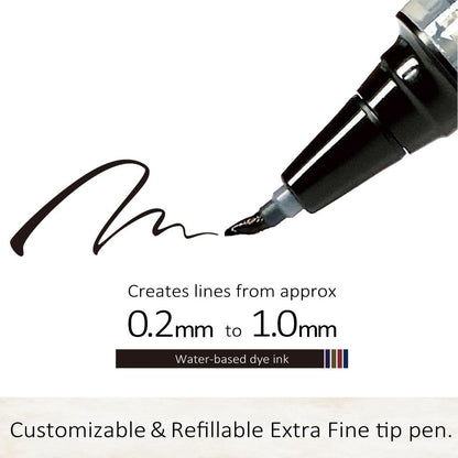 Kuretake ZIG Letter Pen COCOIRO, Body with Black Ink Refill Set, Flexible Extra Fine Brush Tip, Refillable marking Pen for Calligraphy, Hand Lettering, Made in Japan (POTTER'S PINK, Black)