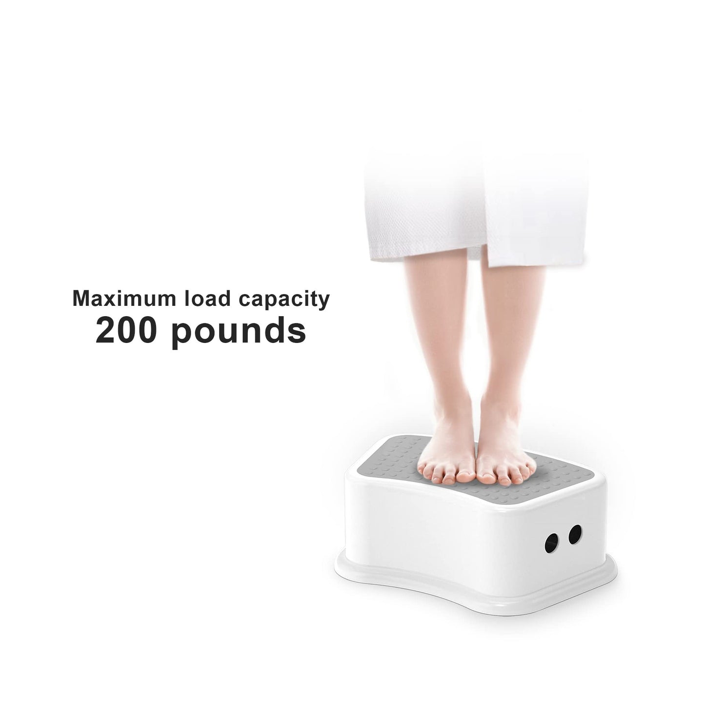 Step Stool for Kids (2 Pack) – Toddler Potty Training Stool with Non-Slip Grip, Lightweight Step Up Stool for Bathroom, Kitchen, Bedroom, Toy Room & Living Room (Gray White)