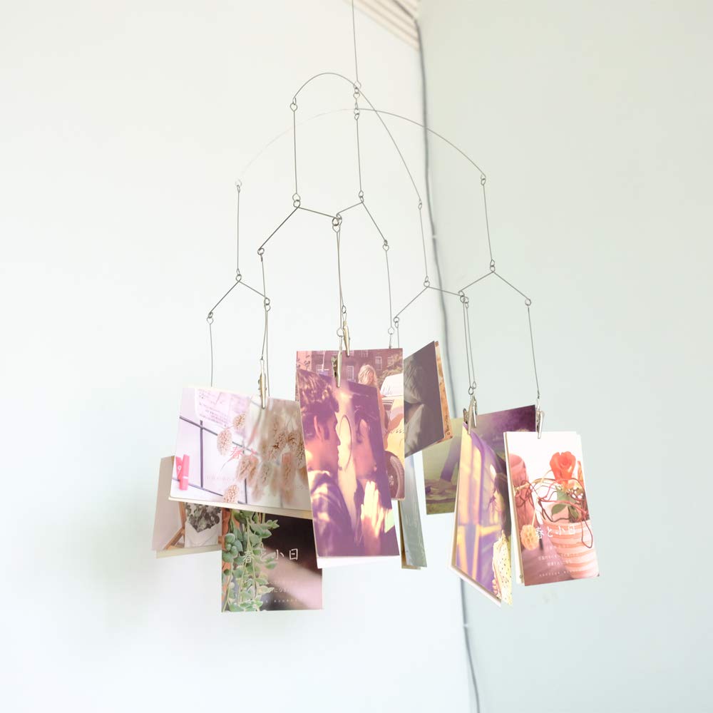 Wind Chime Style Photo Clip Display, Metal Vertical Photo Hanging Display Clips Fan for Hanging Pictures Notes Memo Artworks Collage Dorm Kids Bedroom Decor (Silver, 10 Clips)