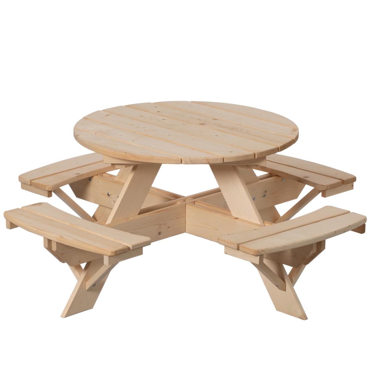 Wooden Kids Round Picnic Table Bench Outdoor Children's Backyard Table Crafting Dining and Playtime Patio Table