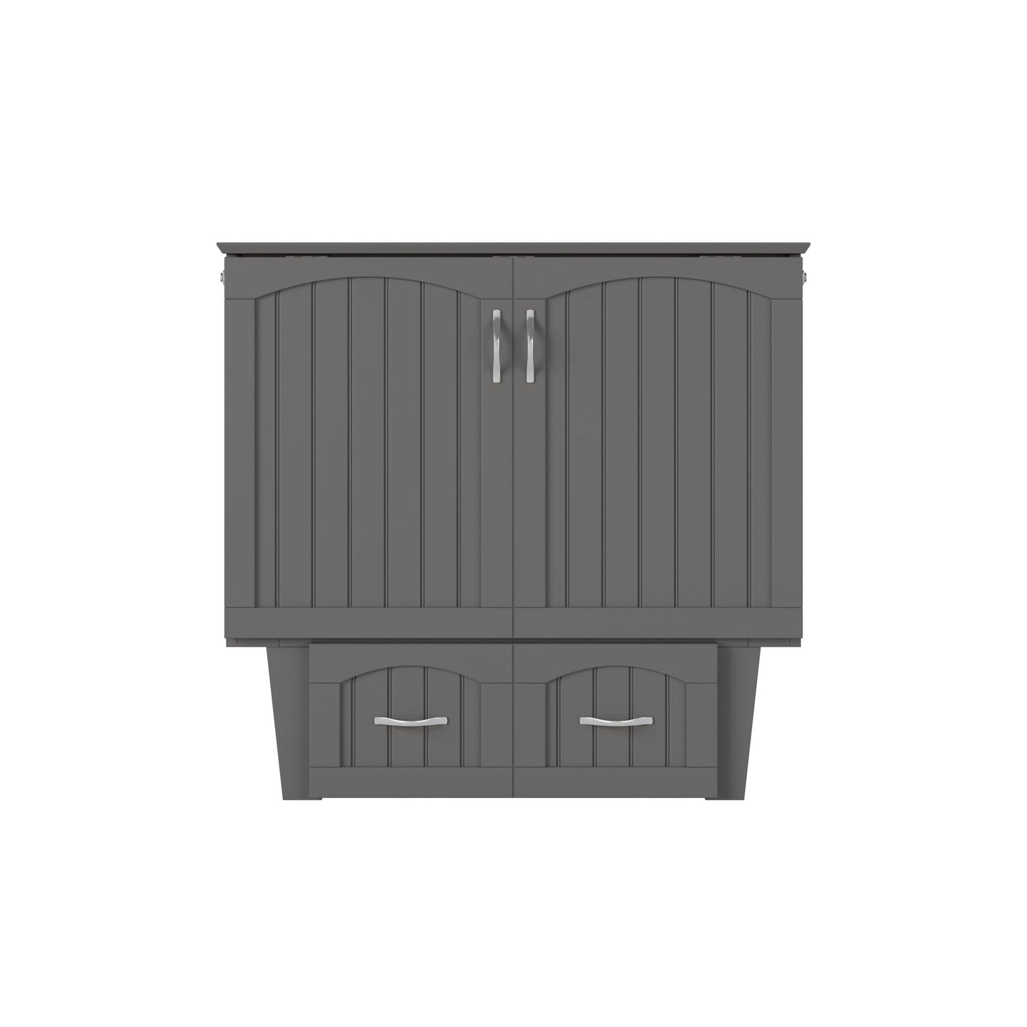AFI, Nantucket Twin Murphy Bed Chest with Mattress, Storage Drawer and Built-In USB Charger, Grey