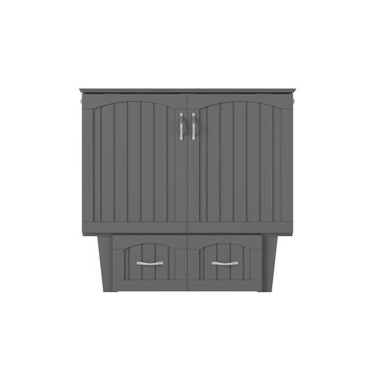 AFI, Nantucket Twin Murphy Bed Chest with Mattress, Storage Drawer and Built-In USB Charger, Grey