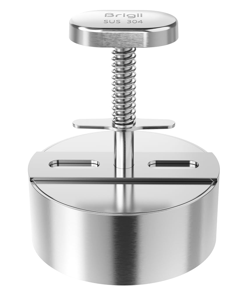 Brigii 304 Stainless Steel Burger Press - 4.5" Hamburger Patty Maker, Heavy Duty Stainless Steel Burger Press for Ground Beef, Burgers (Dishwasher Safe)