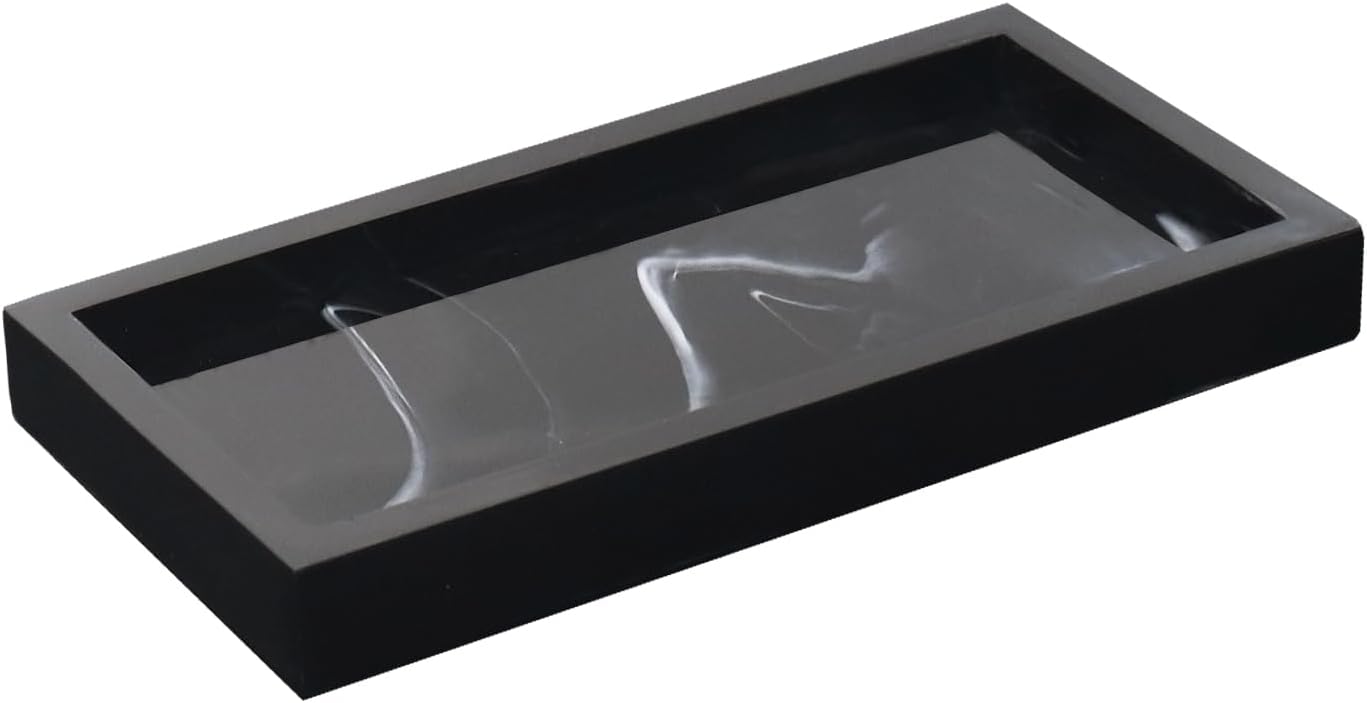 Bathroom Vanity Tray, Black Marble Countertop and Vanity Tray, Resin Tray for Bathroom Decor