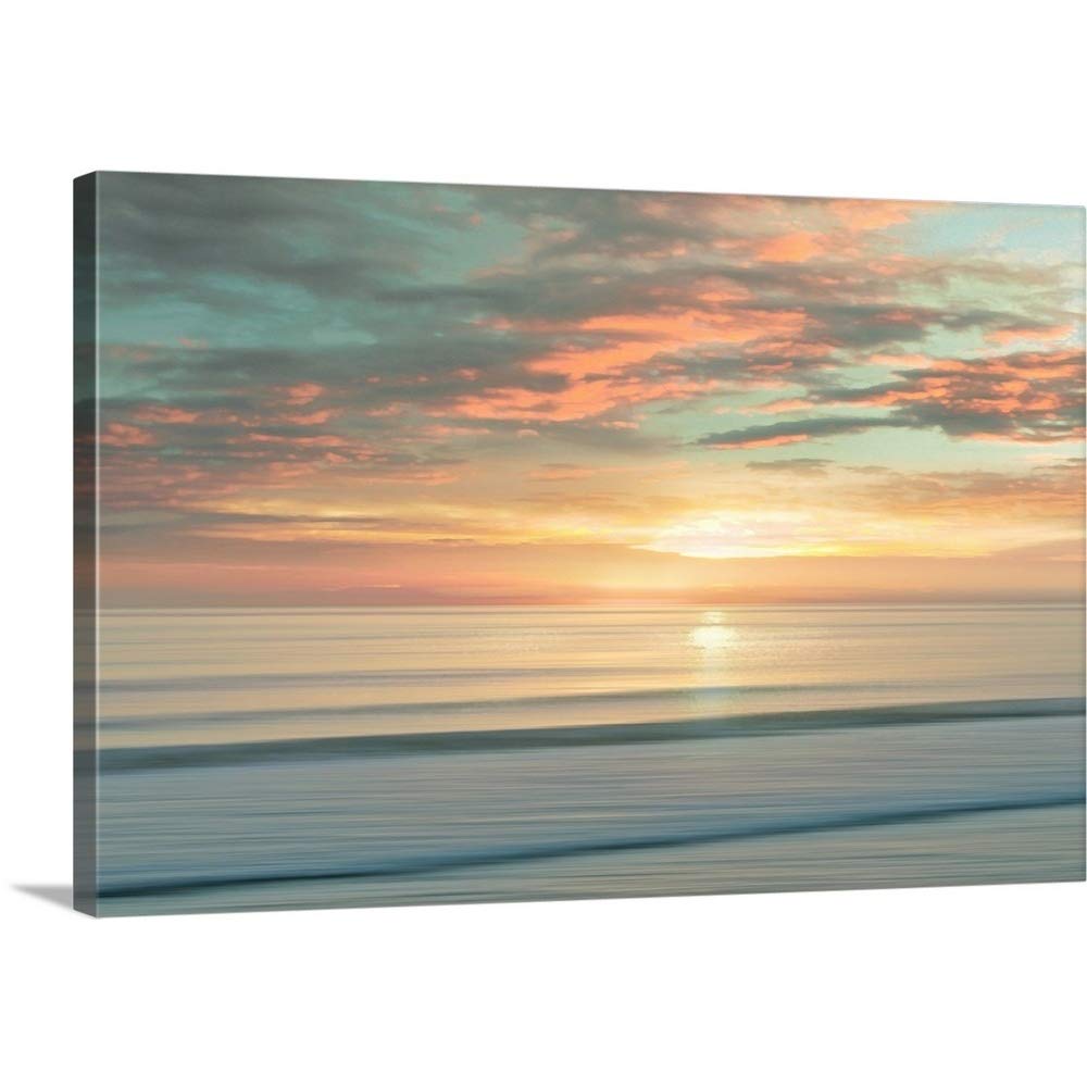 CANVAS ON DEMAND Beach Sunrise Canvas Wall Art Print by Alex Hanson, Contemporary, Home Decor, Ocean Artwork,60" x40in