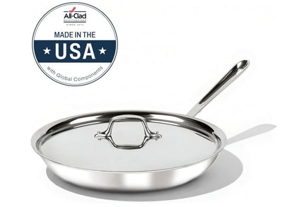 All-Clad D3® Stainless Steel 12 inch Frying Pan With Lid- Made in the USA- The Original Bonded Professional Cookware- Oven Safe & Induction Compatible