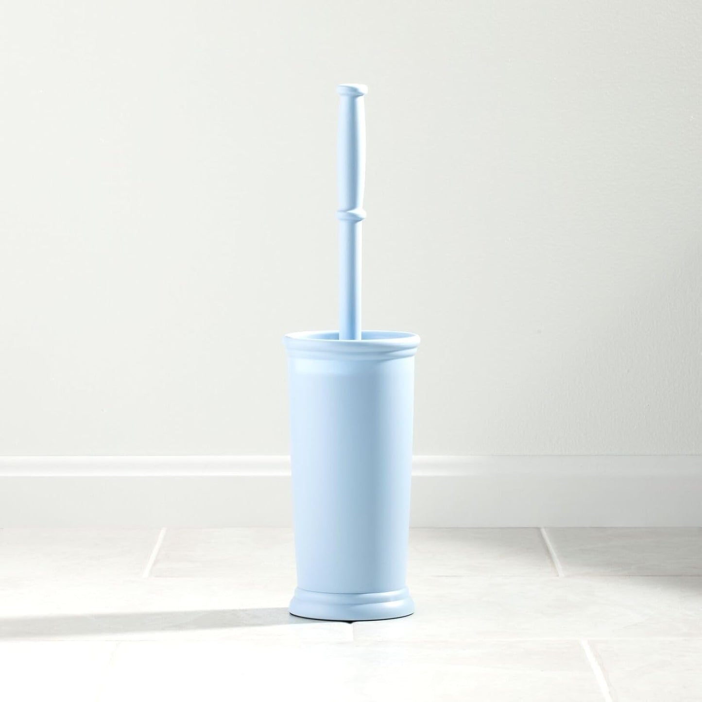 mDesign Toilet Bowl Brush and Holder - Covered Bathroom Toilet Brush - Standing Toilet Bowl Scrubber in Modern Holder