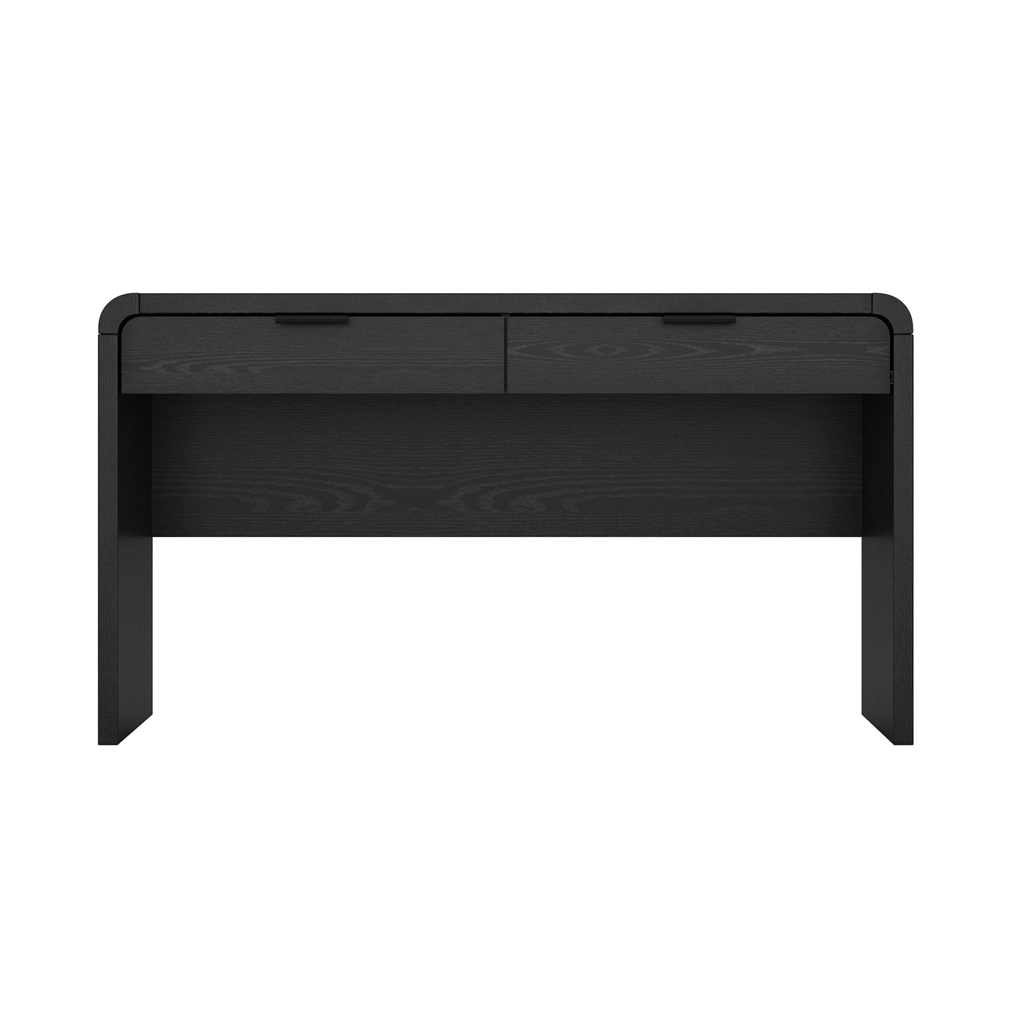 Manhattan Comfort Grace 54" Modern Office Desk with 2 Drawers, Wood Table with Metal Recessed Handles for Work from Home, Study, Craft, Stylish Executive Desk, Black