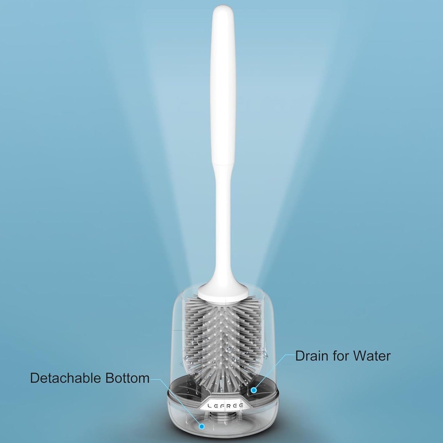 Lefree 2 Pack Silicone Toilet Brush and Holder Set with Ventilated Holder for Bathroom Cleaning