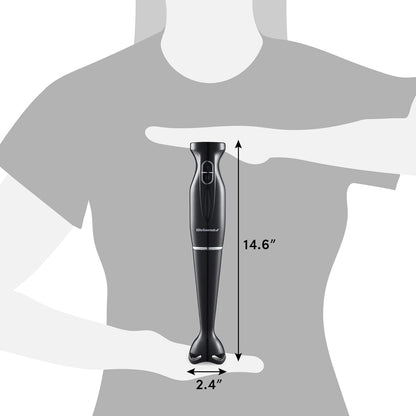Elite Gourmet EHB1023 Immersion Hand Blender, 300 Watts, 2 Speed Mixing with Detachable Blades, Black