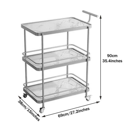 FGQuelleBM 3-Tier Serving Cart with 2 Style Options (Wood & Marble Finish), Features Thoughtful Handles & Brake Wheels for Home & Office(White Gold)