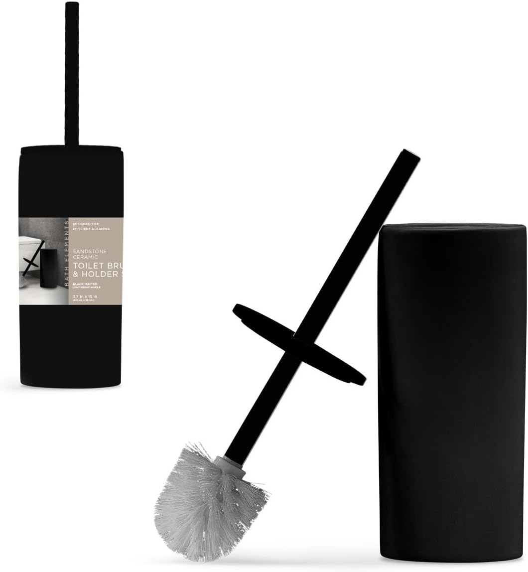 Bath Elements Set Toilet Bowl Brush for Bathroom with Holder | Modern Chic Designs Toilet Cleaner with Hidden Brush