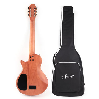 Fojill Electric Classical Guitar Classic Nylon String Travel Portable Silent Practice Guitars Mahogany Body Neck Rosewood Fretboard With Gig Bag