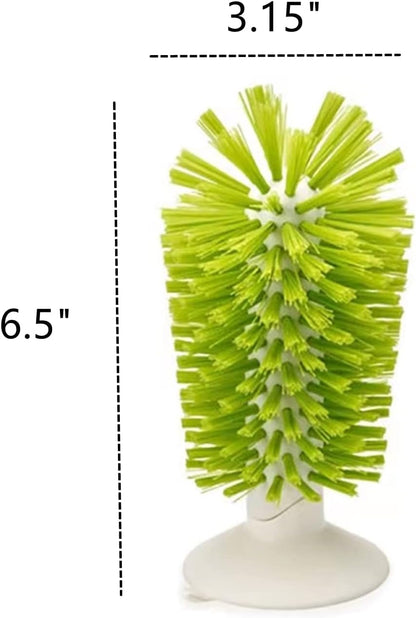 2PCS Glass Cleaning Brush with Suction Cup, Kitchen Bottle and Wine Cup Cleaner, Stable Washing for Cups, Mugs, Jugs -