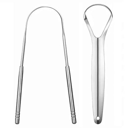 LA MIERE Tongue Scraper (2 Pack), 100% Stainless Steel, Easy to Use Tongue Scraper for Adults, Tongue Cleaner for Oral Care & Hygiene with Natural Cotton Bag