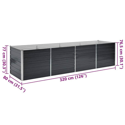 Foknhdi Galvanized Steel Raised Garden Bed 126 x 31.5 x 30.3 in Large Rectangular Planter Box Anthracite Metal Outdoor Planter for Patio, Yard & Balcony