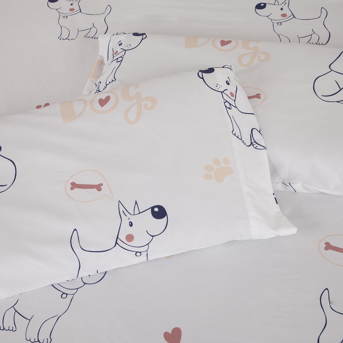 Comfy Deal Hight Thread Count Super Soft Microfiber Kid Breathable Bed Sheet Set with Pillowcase, Flat and Fitted Sheet (Twin, My Dog)