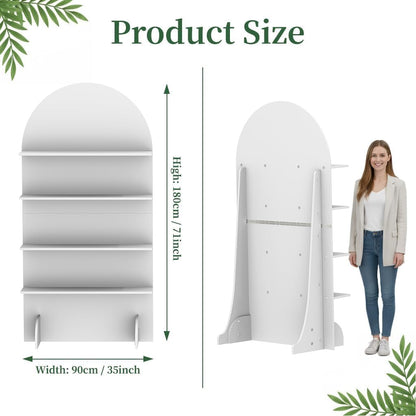 6FT Wooden Wedding Gift Display Arch, Original Design 4-Tier Party Favor, Cupcake & Drink Shelf Backdrop, Champagne Wall for Reception, Ceremony, Baby Shower & Birthday Parties, Easy Assembly