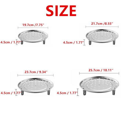 Round Stainless Steel Steamer Rack, Thicken 7.7" 8.5" 9.3" 10" Inch Diameter Canner Steaming Rack Stand Cooking Ware Food Vegetable Steam Tray for Pressure Cooker Pot (4 Pack)