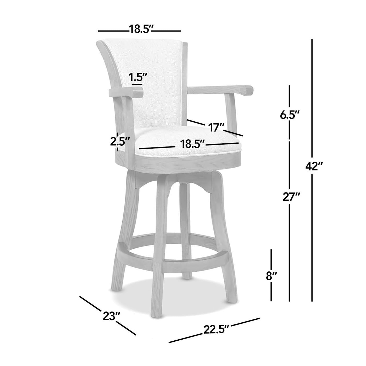 Jennifer Taylor Home Williams 27” Swivel Counter Height Bar Stool, Vintage Brown Faux Leather