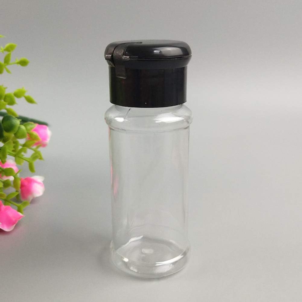 FEOOWV 25Pcs Empty Plastic Spice Bottles Set for Storing Barbecue Seasoning, Salt, Pepper, 75 ml/2.5 oz (Black)