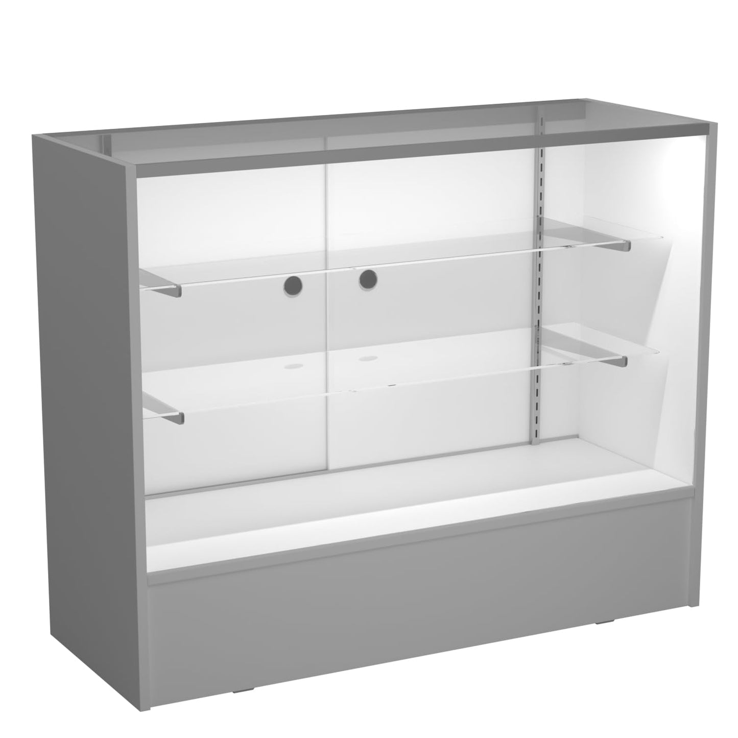 HUZJIEHUI 48" W x 38" H x 18" D - Retail Display Cabinet, White Wooden Full View Glass Display Cabinet with LED Lights and Glass Shelves