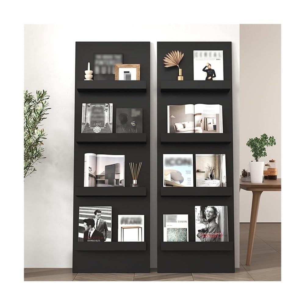 UWYTGF Magazine Rack, Wooden Magazines Shelves Display Stands, Publication Organizer Shelf for Journals, Booklet Holders for Residences, Retail Spaces, and Reception Areas,for Informati,Black