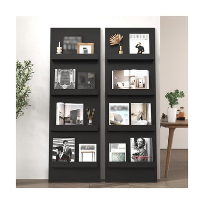 UWYTGF Magazine Rack, Wooden Magazines Shelves Display Stands, Publication Organizer Shelf for Journals, Booklet Holders for Residences, Retail Spaces, and Reception Areas,for Informati,Black