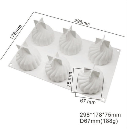 Spiral Castle Shape Silicone Molds, Cake Decorating Tools, 6 Cavities Baking Cupcake Mousse Mold