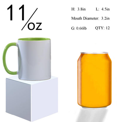 ABBSH Ceramic Sublimation Mugs, 11oz, 12Pack, Assorted Colors, Microwave Safe, Dishwasher Safe