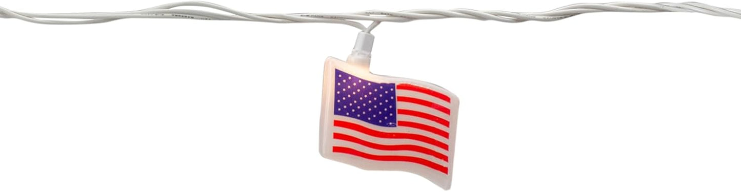 Set 7.5' 10ct Northlight American Flag Indoor Outdoor Patriotic Patio Light - White Wire