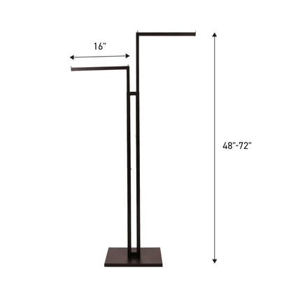 SSWBasics Black 2-Way Adjustable Clothing Rack with Straight Arms and Chrome Accents - Adjustable From 48" to 72" - Great for Retail, Restaurants, and Home Storage